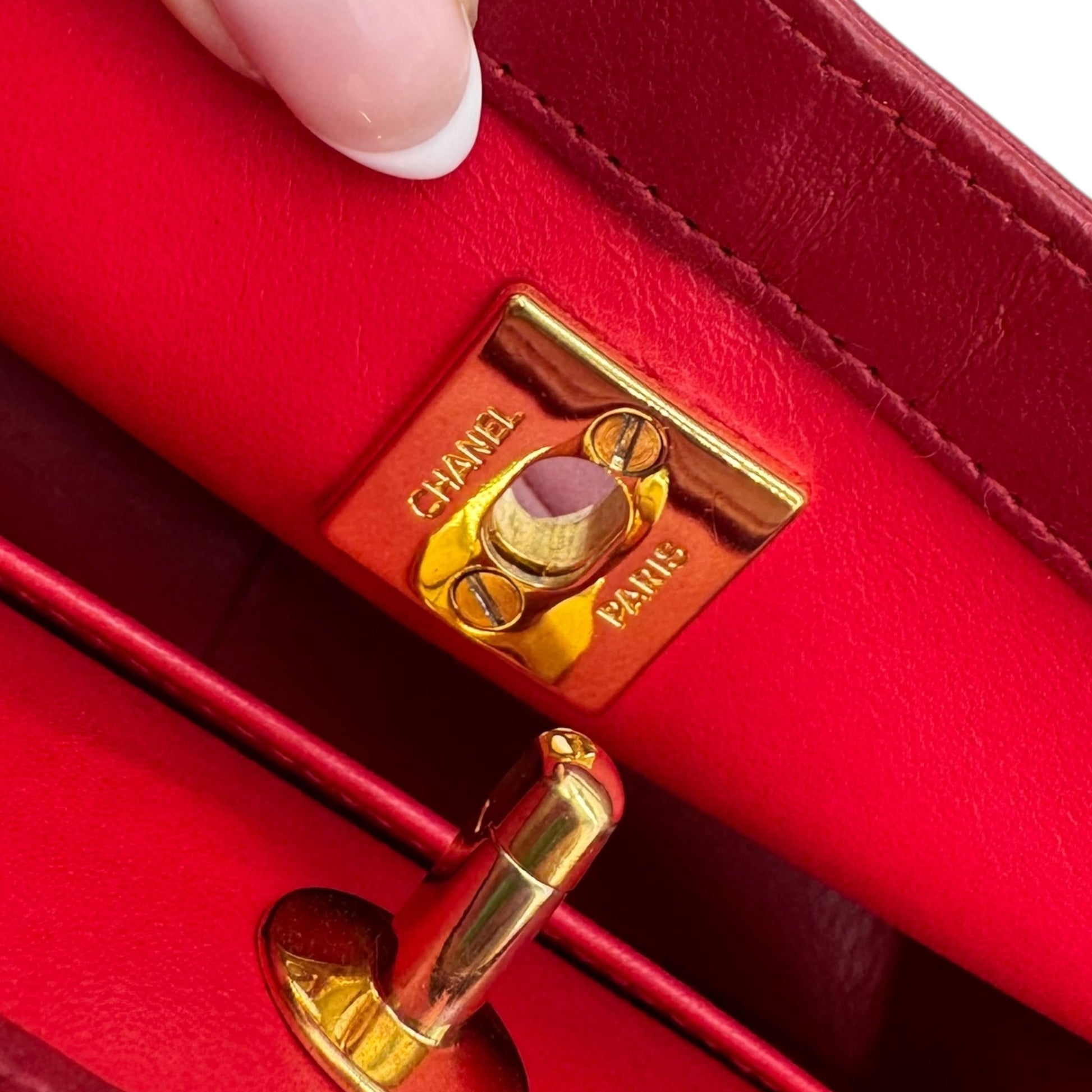 Chanel 90's Red & Gold Matelasse Leather Mini 31 2-Way Tote - Outfit Repeater