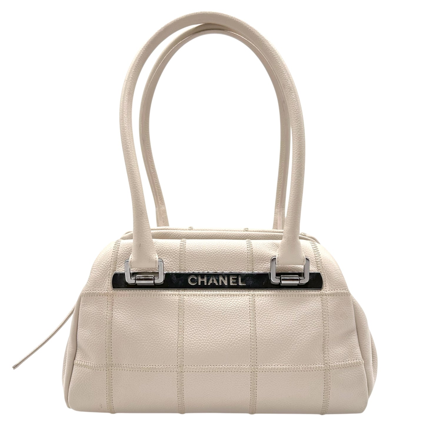 Chanel Ivory Caviar Leather Small Bowler Shoulder Bag