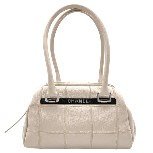 Chanel Ivory Caviar Leather Small Bowler Shoulder Bag