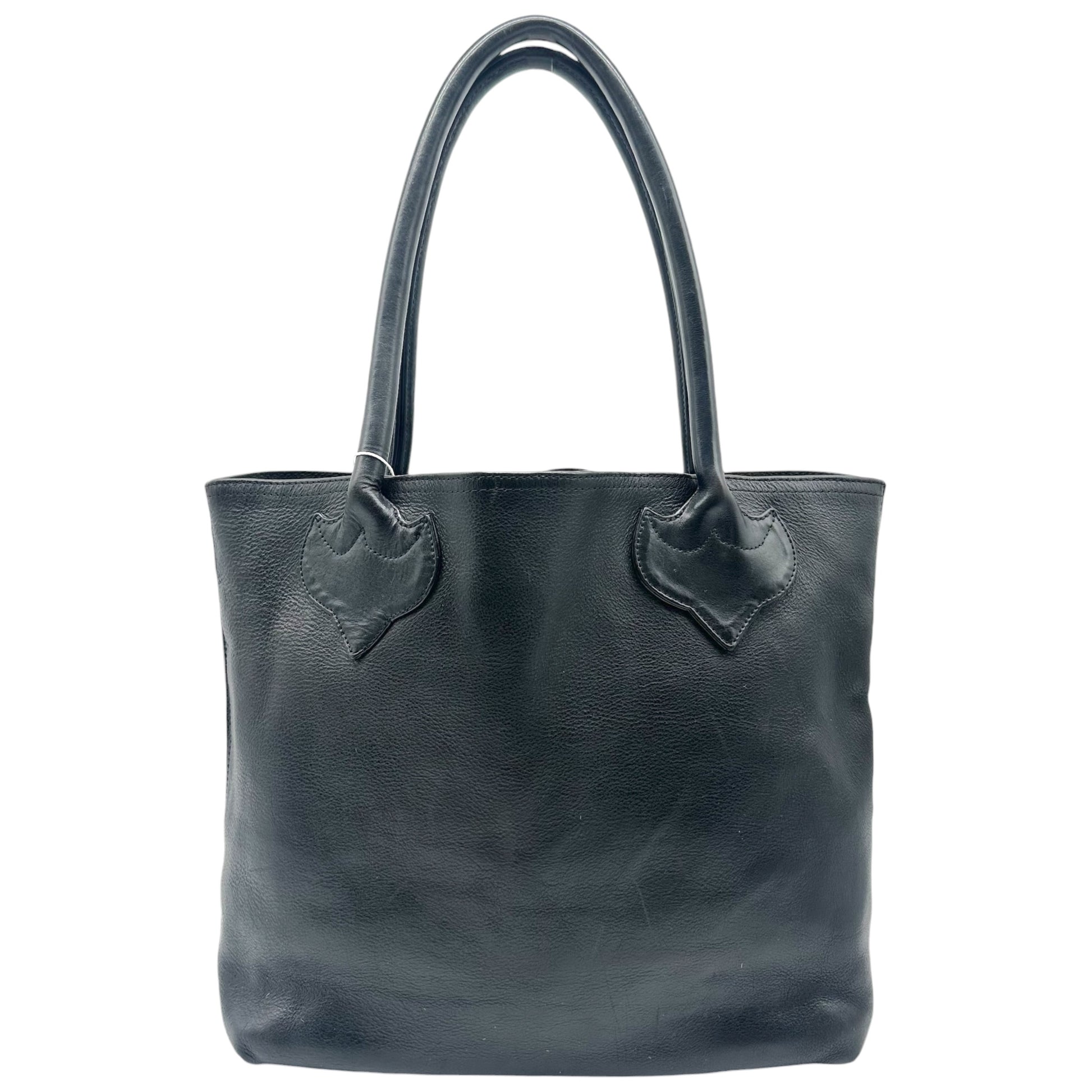 Chrome Hearts Black Leather Cross Patch Shoulder Tote Bag