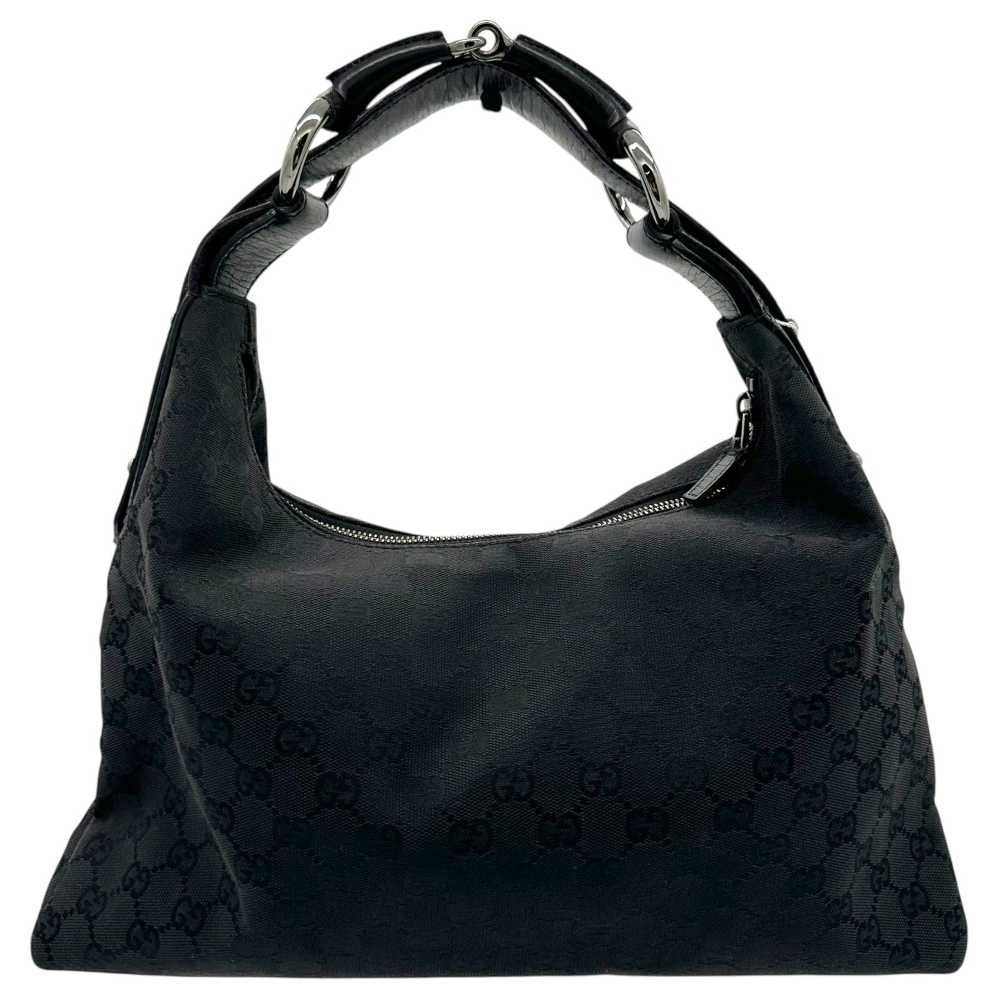 Gucci Black Monogram Horsebit Hobo Shoulder Bag - Outfit Repeater