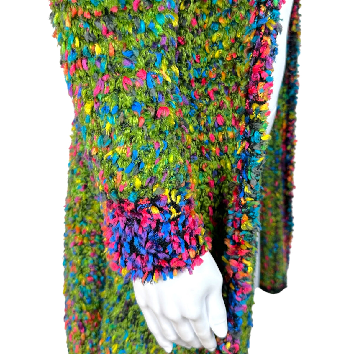 Chanel Green Multicolor Fuzzy Knit Tweed Cardigan