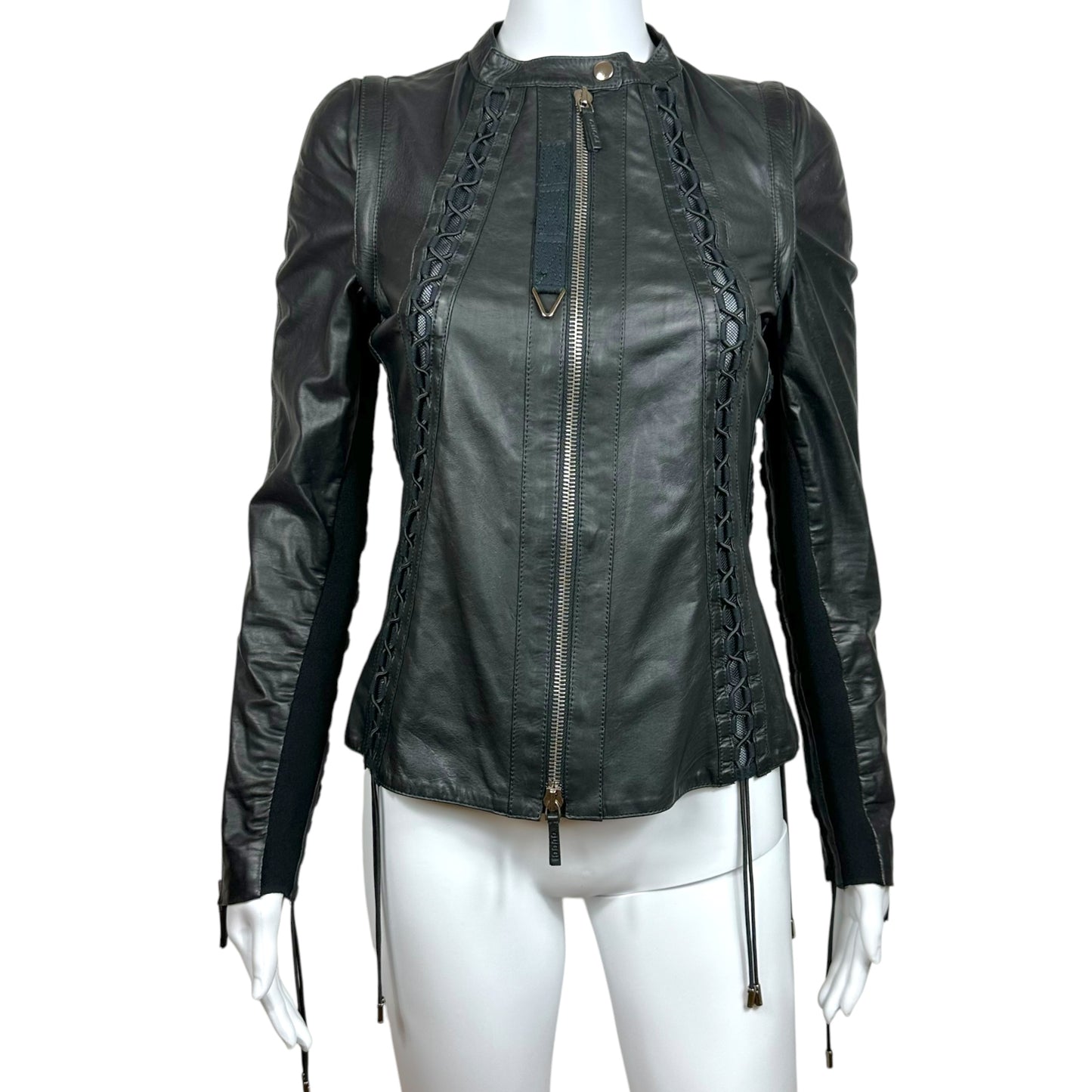 Gucci S/S 2010 Lace Up Black Leather Jacket