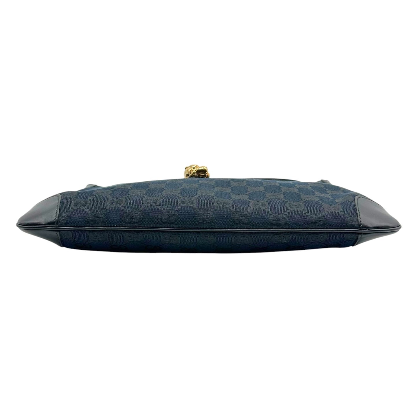Gucci Shoulder Bag Black Monogram Gold Chain Tiger Charm