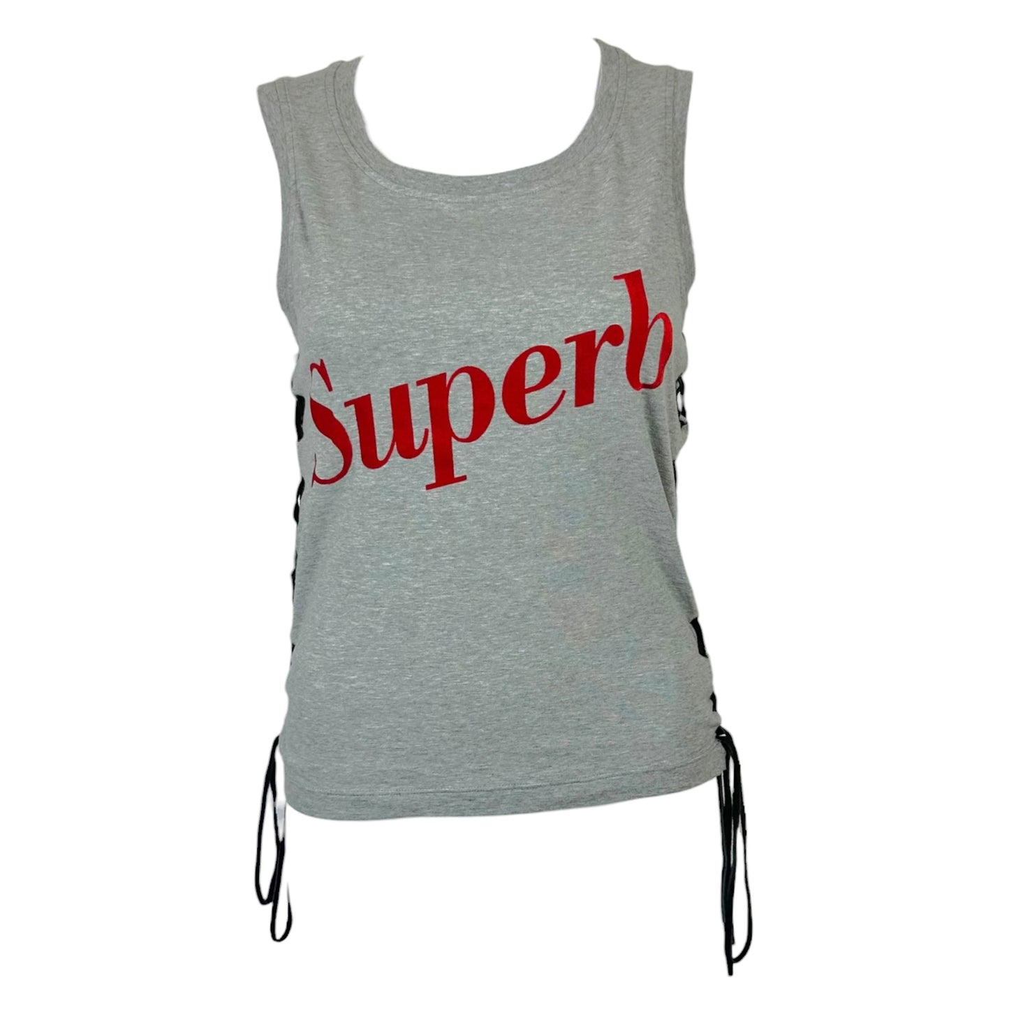 D&G Dolce & Gabbana S/S 2002 Suberb Suede Lace Up Side Graphic Tank
