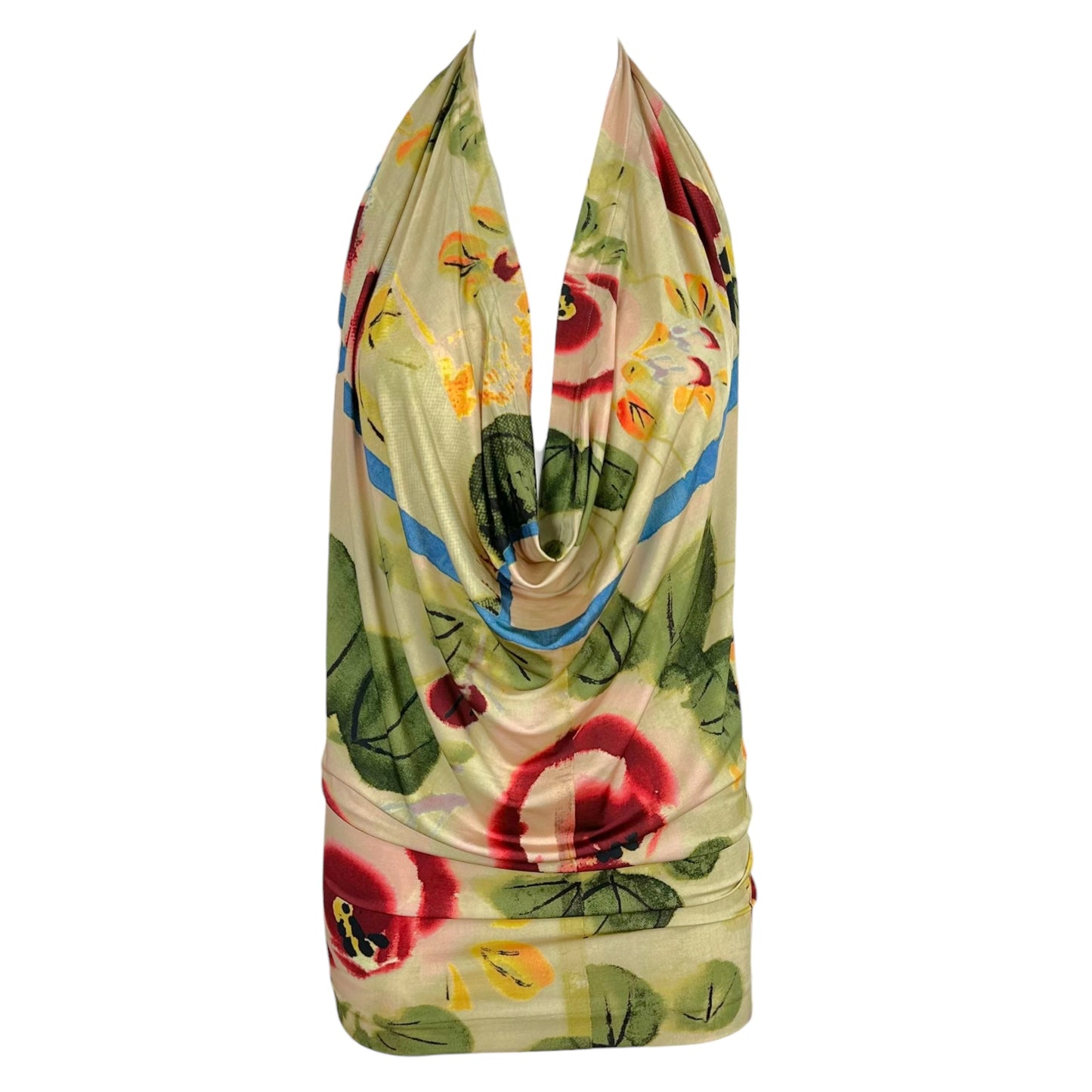 Jean Paul Gaultier Floral Print Halter Tank Top