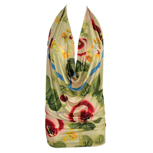 Jean Paul Gaultier Floral Print Halter Tank Top