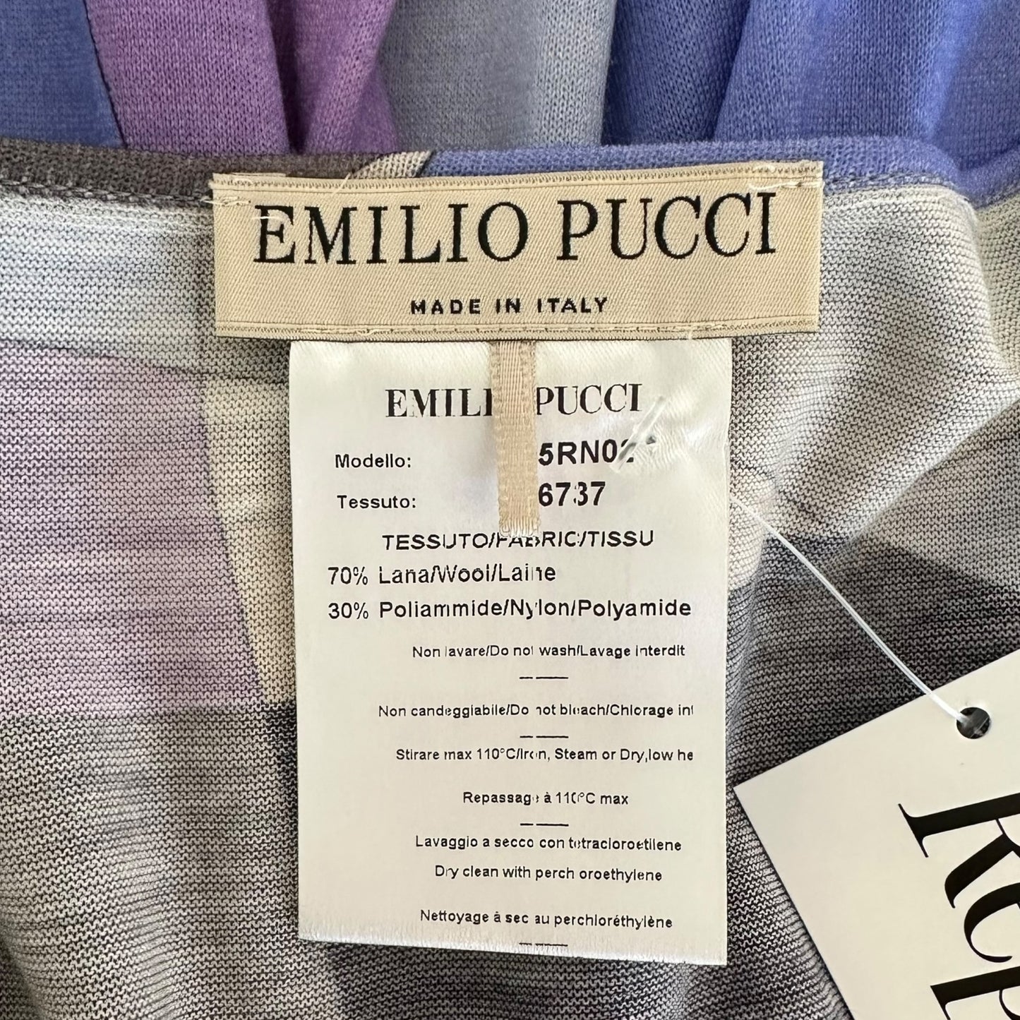 Emilio Pucci Blue & Purple Printed Twist Front Sweater