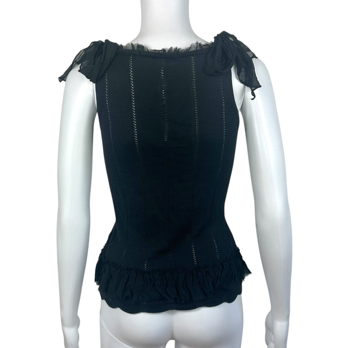 Christian Lacroix Bazar Black Silk & Knit Beaded Tank Top