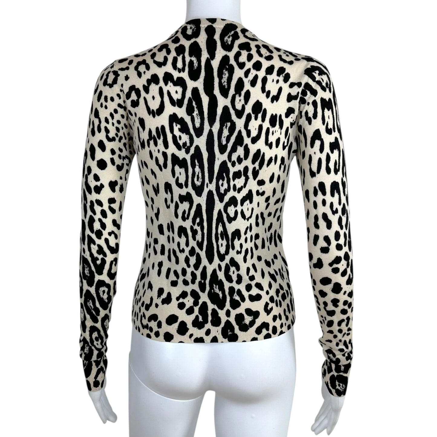Dolce & Gabbana Black White Leopard Print Cashmere Cardigan