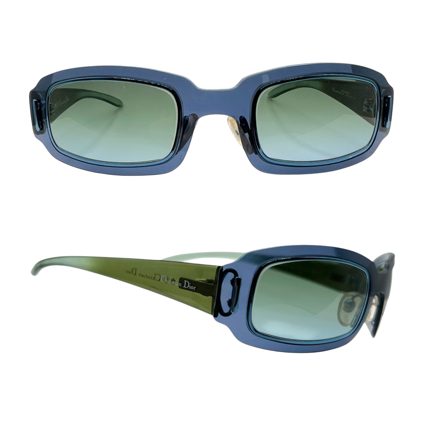 Christian Dior Working Girl Green & Blue Rectangle Sunglasses