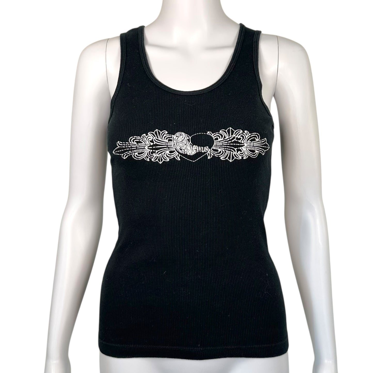 Chrome Hearts Vintage Black Heart Logo Tank Top