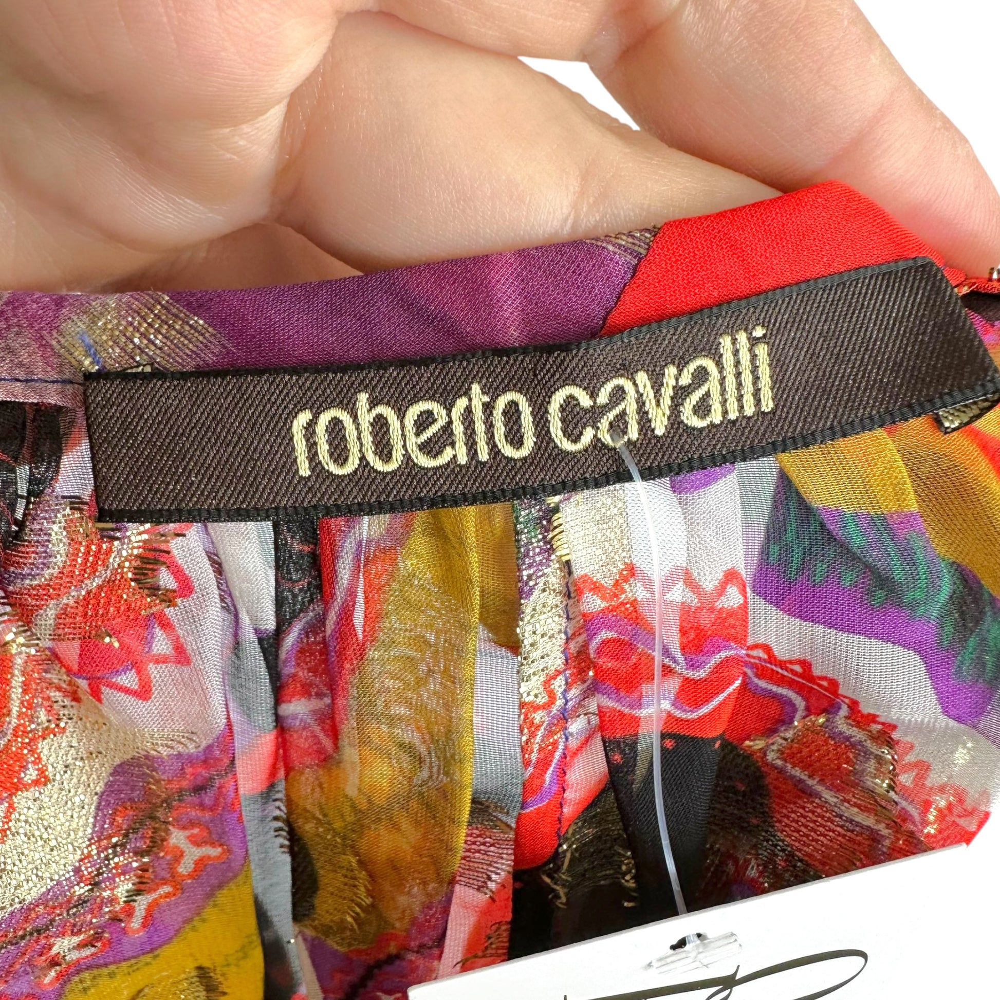 Roberto Cavalli Sheer Silk Blouse Multicolor Star Print
