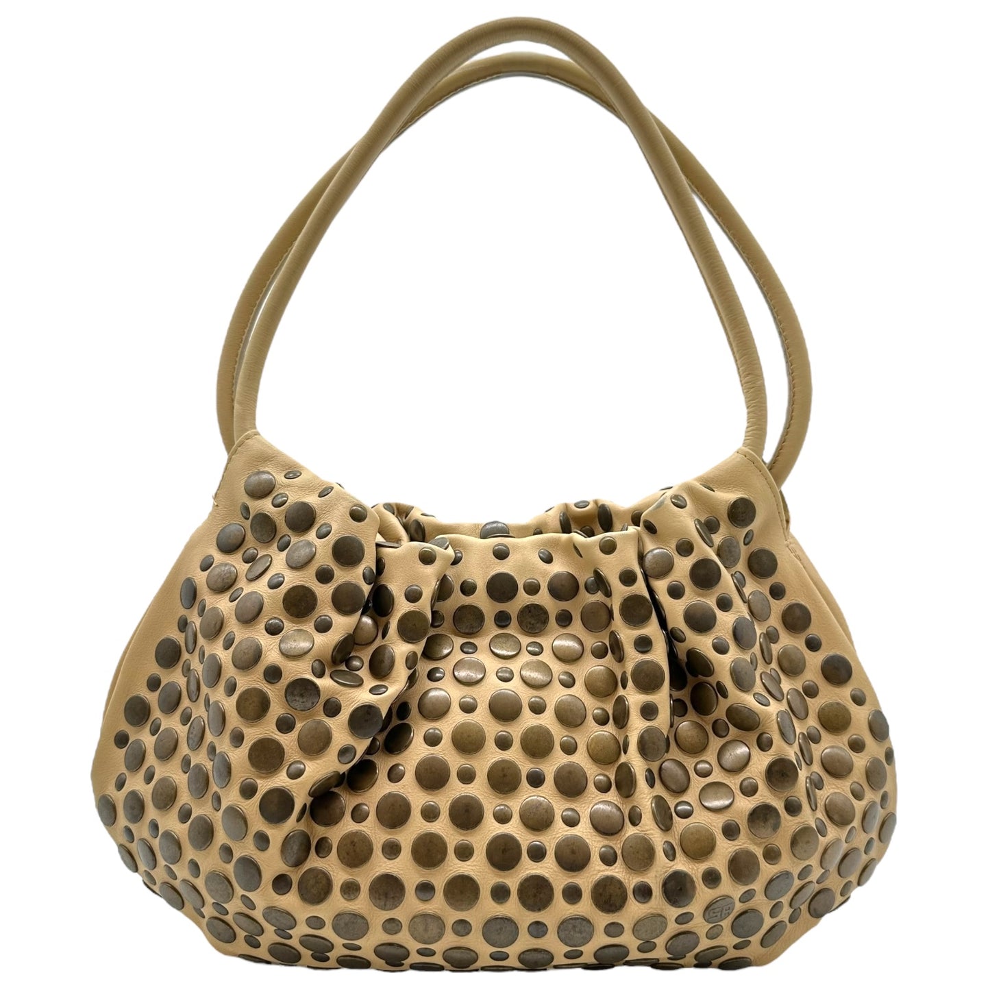 Sonia Rykiel Beige Leather Studded Domino Bag
