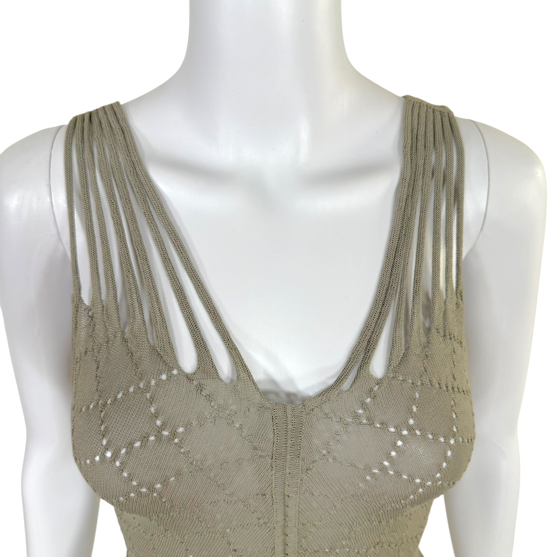 Christian Dior S/S 2001 Gray Open Knit Fringe Trim Tank Top - Outfit Repeater