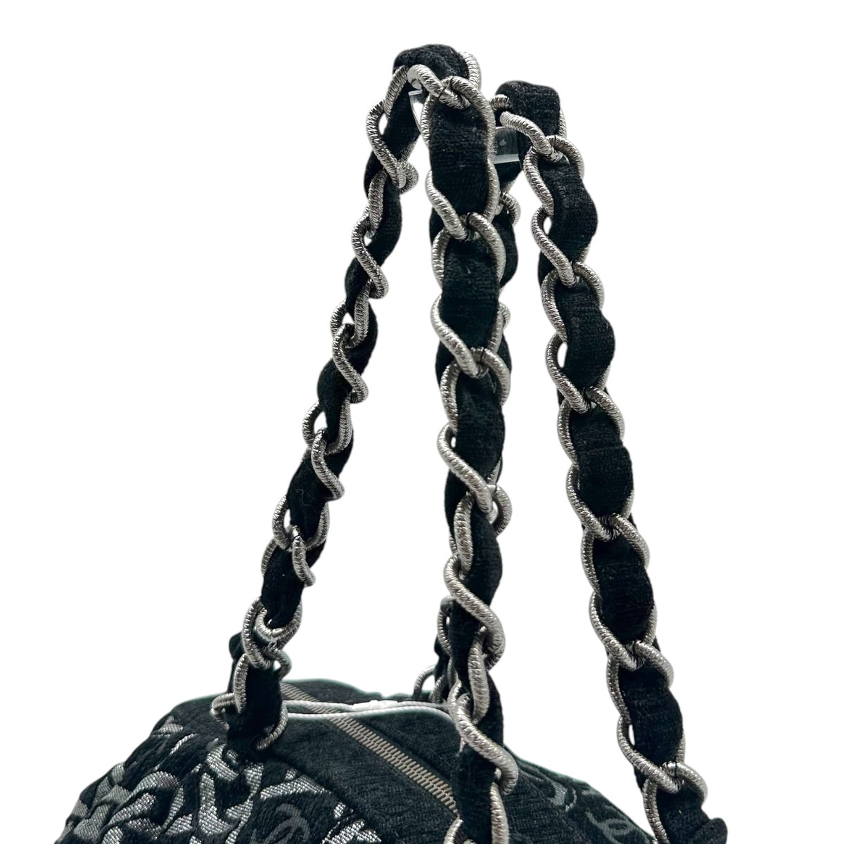 Chanel Black Silver Loop Terry Shoulder Bag