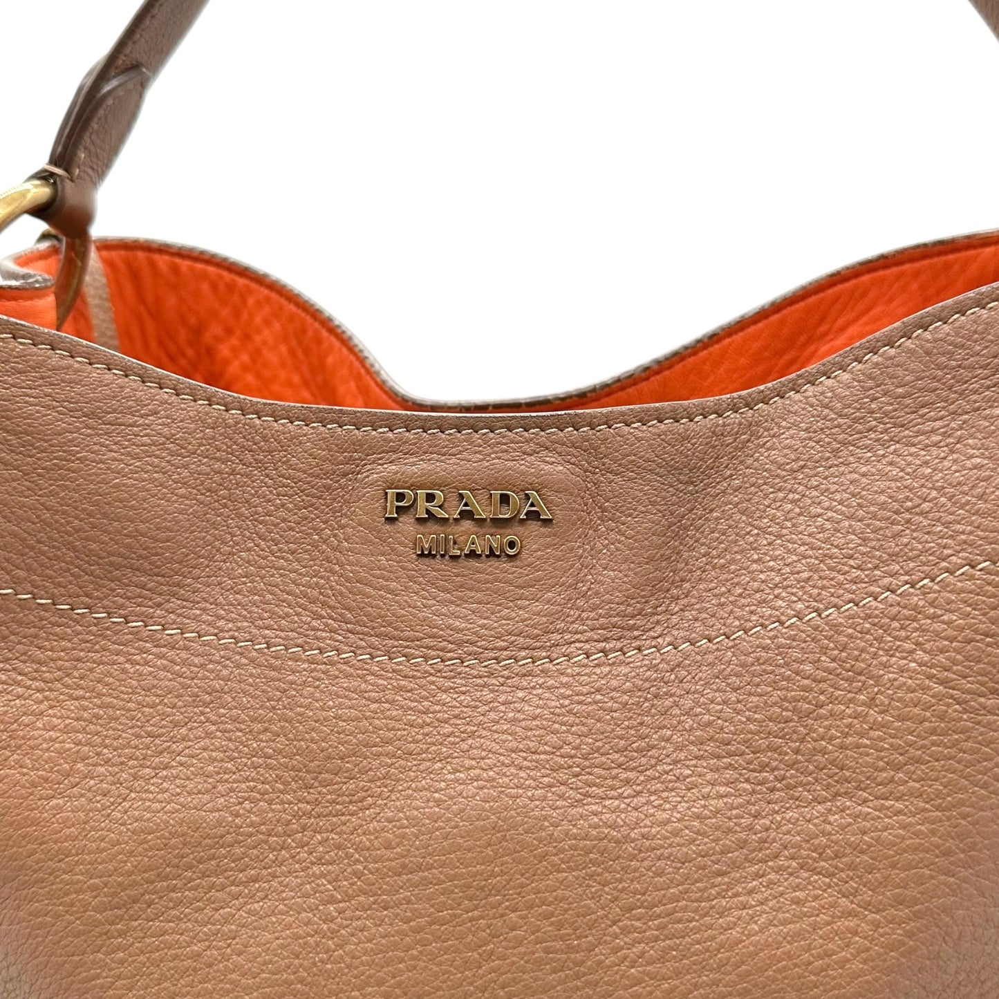 Prada Tan Deerskin Leather Fringe Trim Hobo Bag