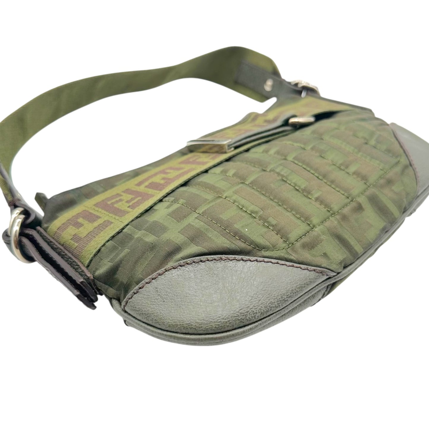 Fendi Mini Pochette Bag Khaki Green Nylon Zucca Monogram
