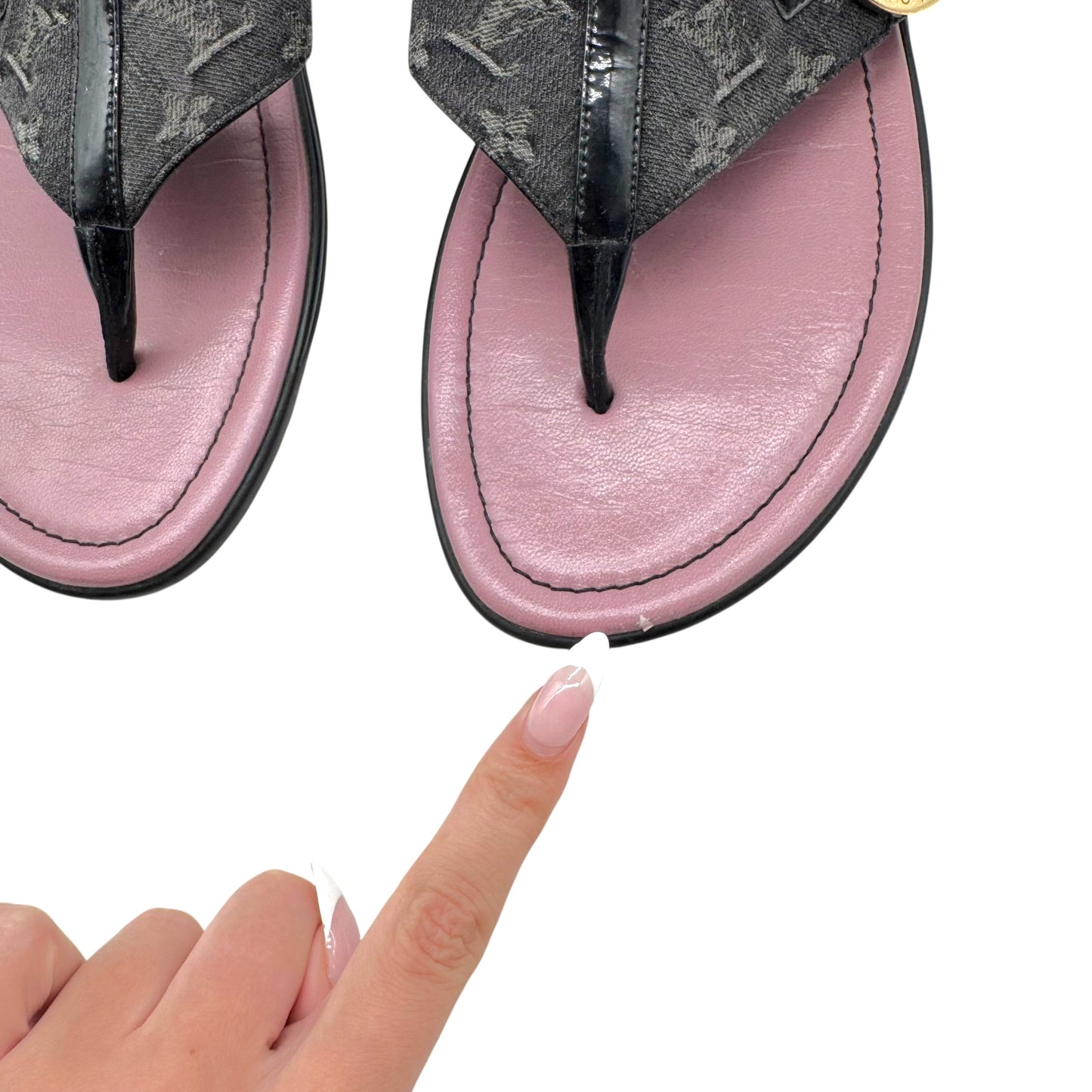 Louis Vuitton Black Denim Monogram Flip Flops