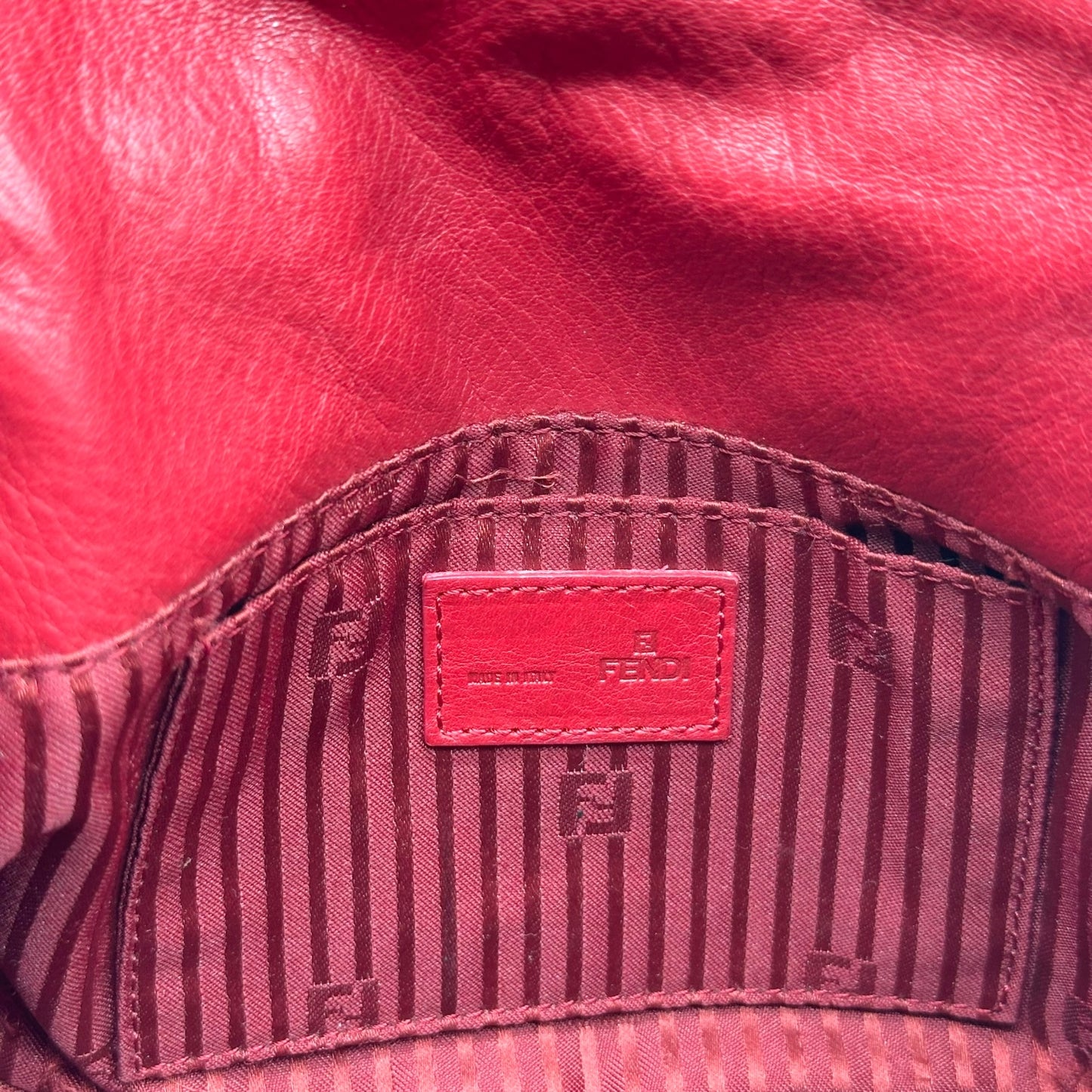 Fendi Gold & Burgundy Leather Crossbody Bag