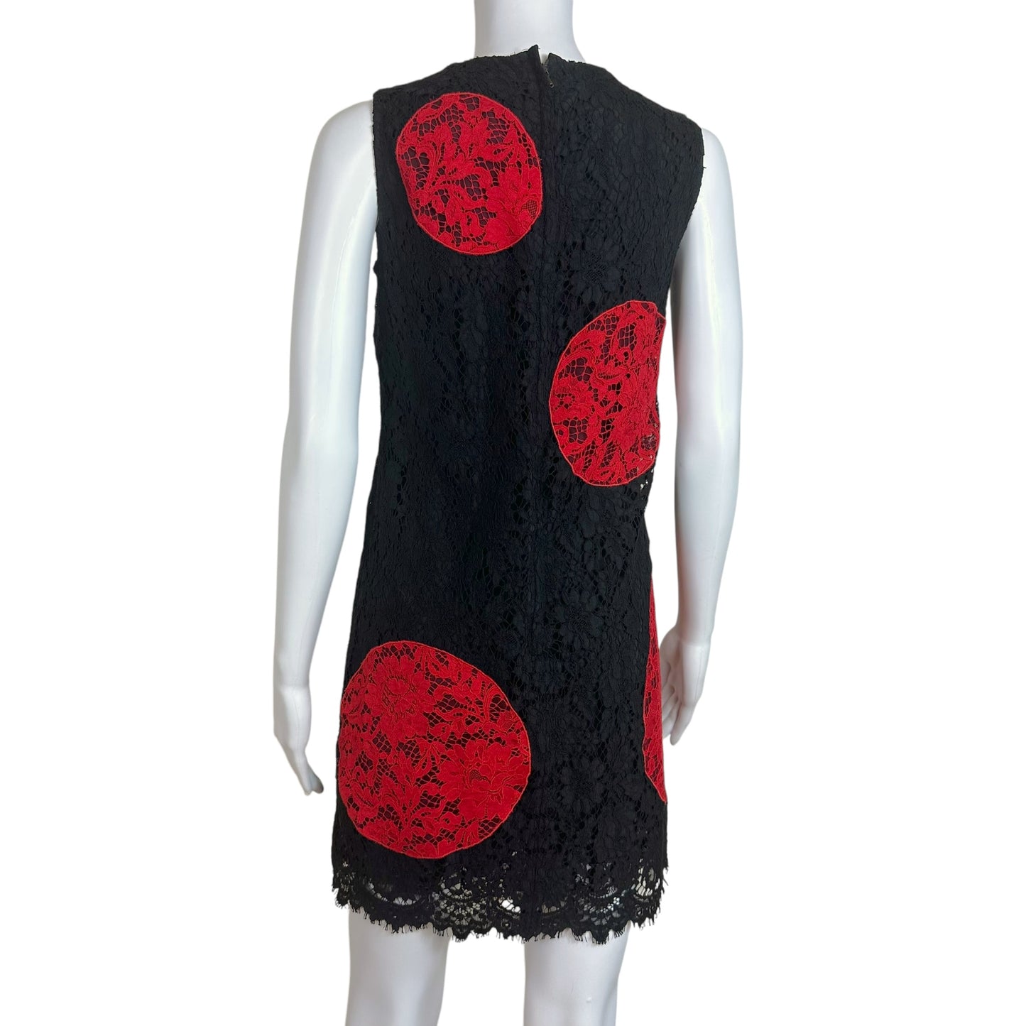 Dolce & Gabbana Red & Black Polka Dot Lace Mini Dress