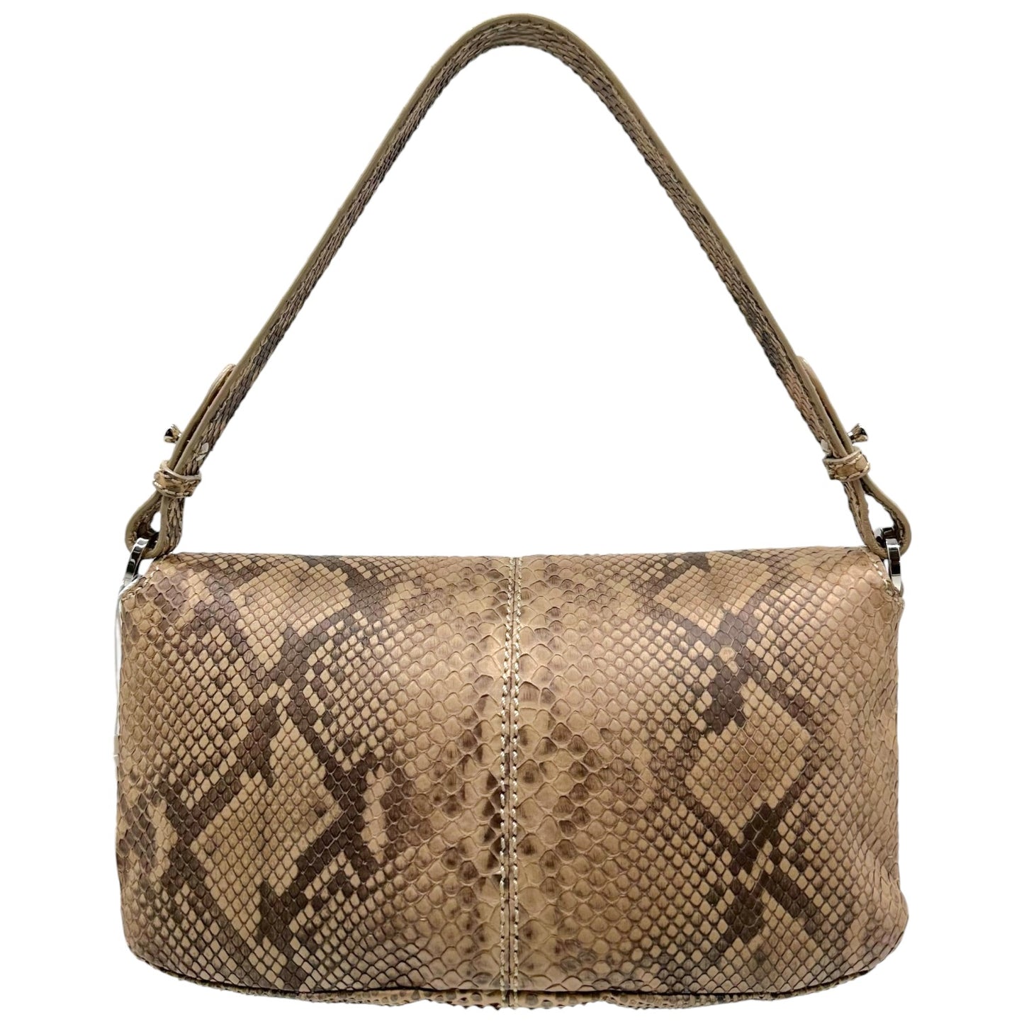Valentino Garavani Light Brown Python & Rhinestone Mother of Pearl Embellished Shoulder Bag