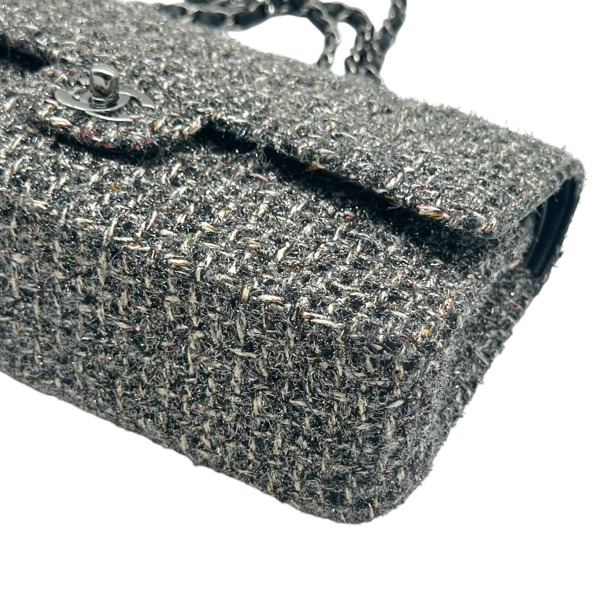 Chanel Medium Classic Flap Bag Dark Gray Metallic Tweed
