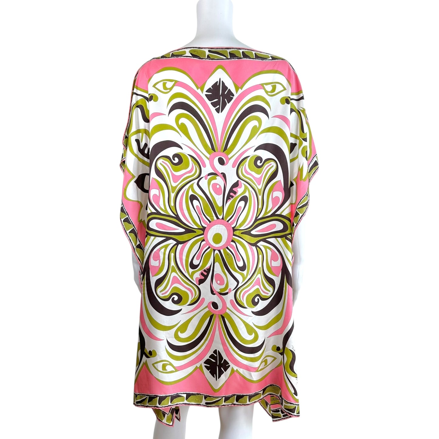 Emilio Pucci Silk Khaftan Dress Coral Green Print