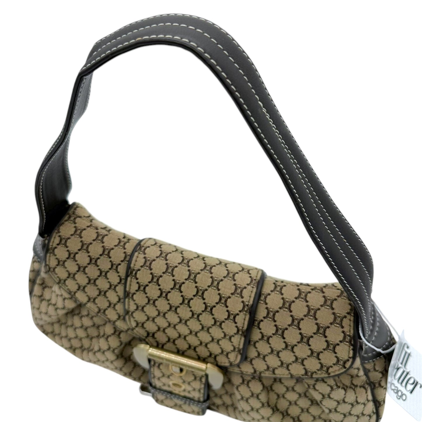 Celine Tan Triomphe Monogram Buckle Shoulder Bag - Outfit Repeater