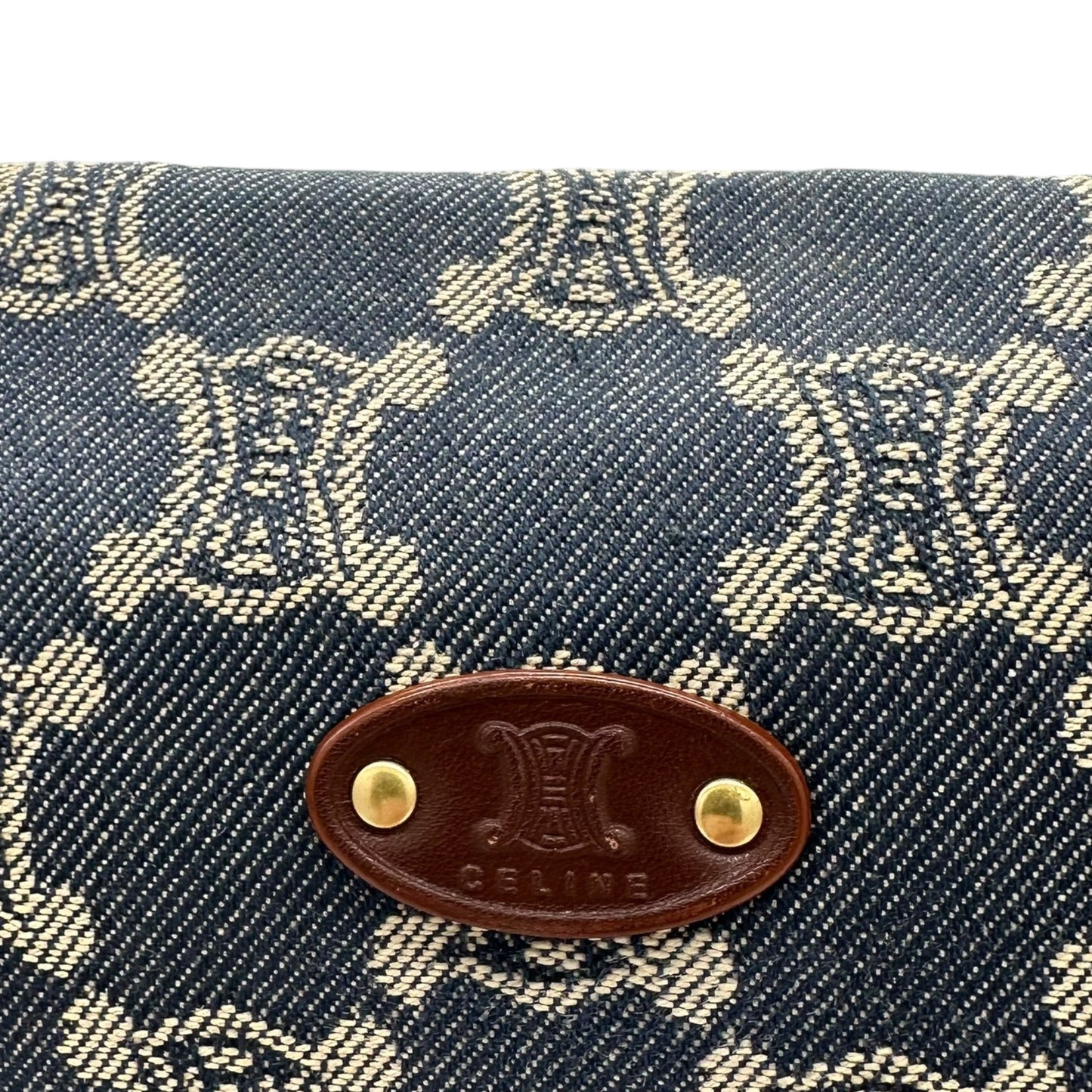 Celine Blue Denim Triomphe Monogram Poulbot Bag - Outfit Repeater