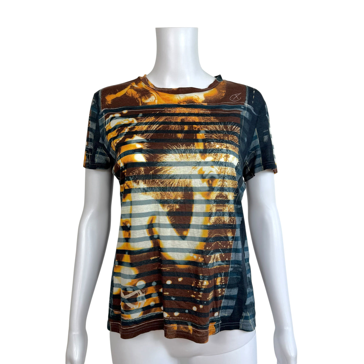 Jean Paul Gaultier Statue Printed Striped T-Shirt