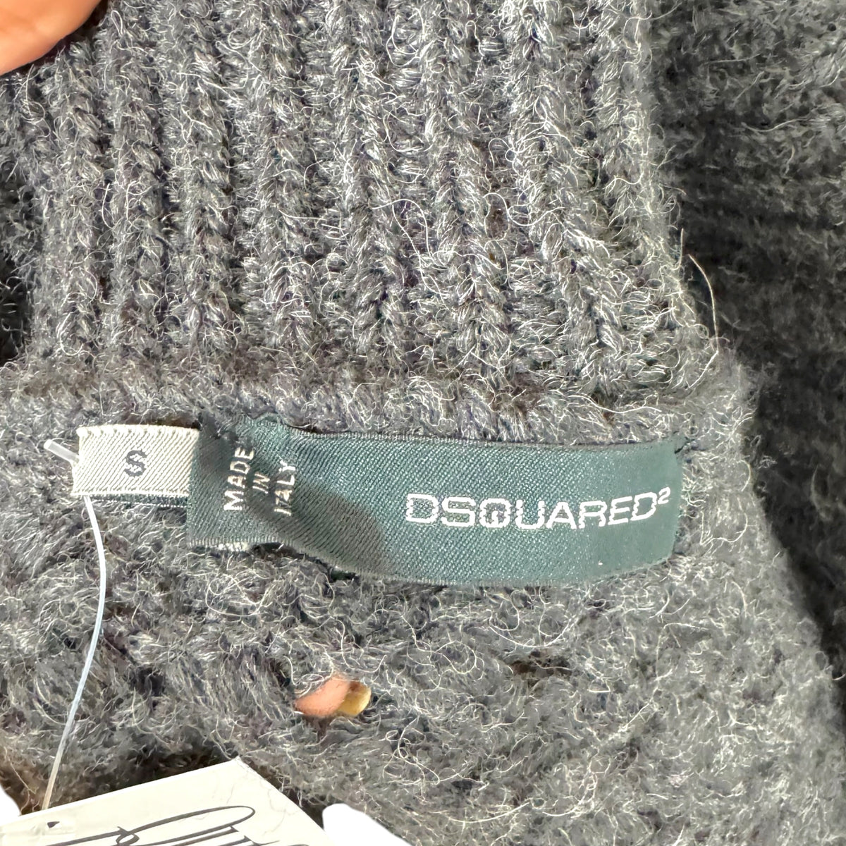 Dsquared2 Gray Wool Knit Square Neckline Short Sleeve Knit Top