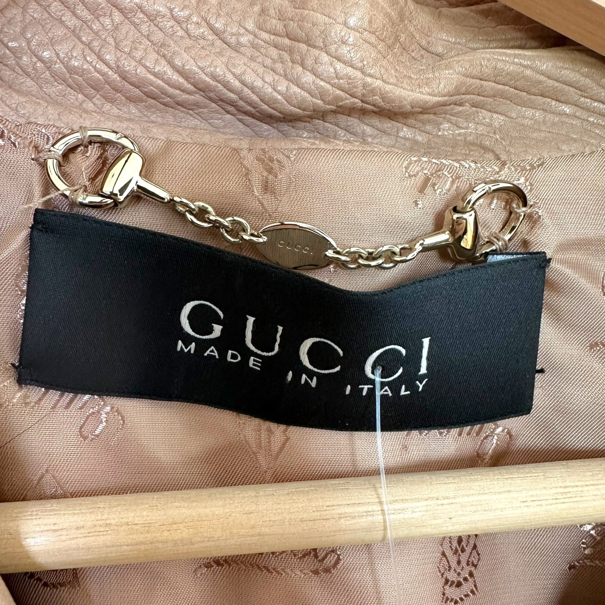 Gucci Beige Leather Cropped Dolman Sleeve Jacket