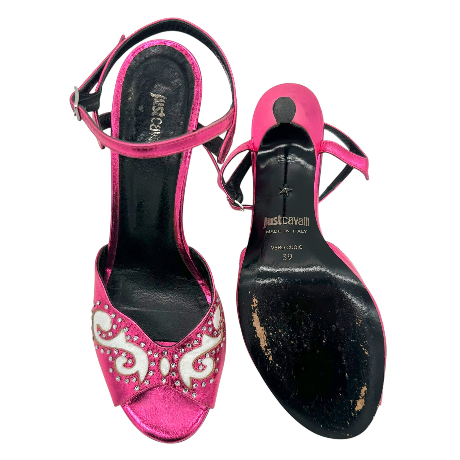 Just Cavalli Roberto Cavalli Pink Western Inspired Kitten Heels - Outfit Repeater