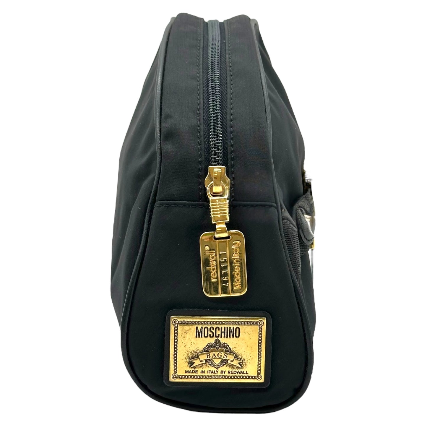 Moschino Black & Gold Logo Cosmetic Bag