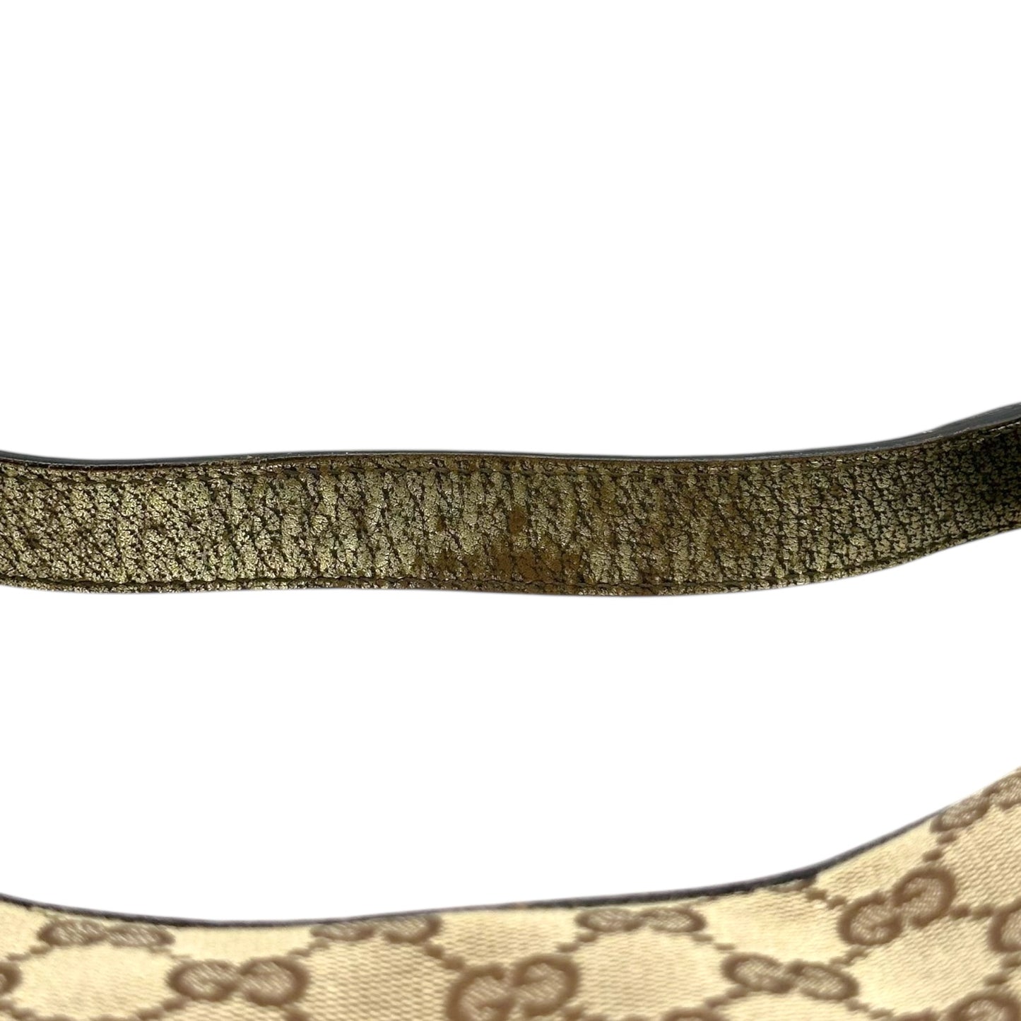 Gucci Tan Canvas Monogram Horsebit Hobo Bag