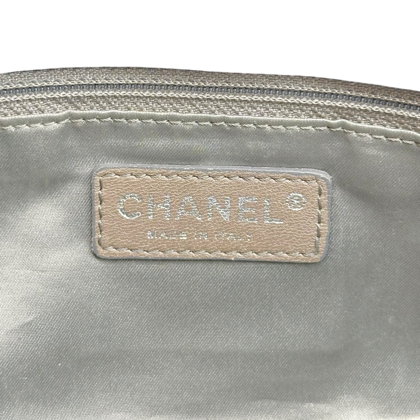 Chanel Tweed & Chain Logo East West Shoulder Bag