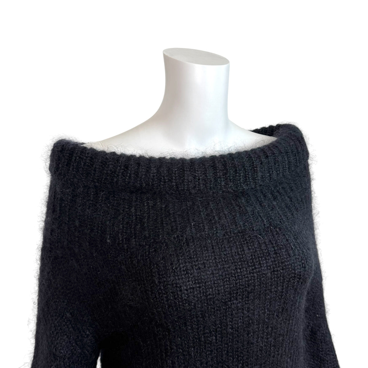 Gucci Black Mohair Knit Off-Shoulder Sweater