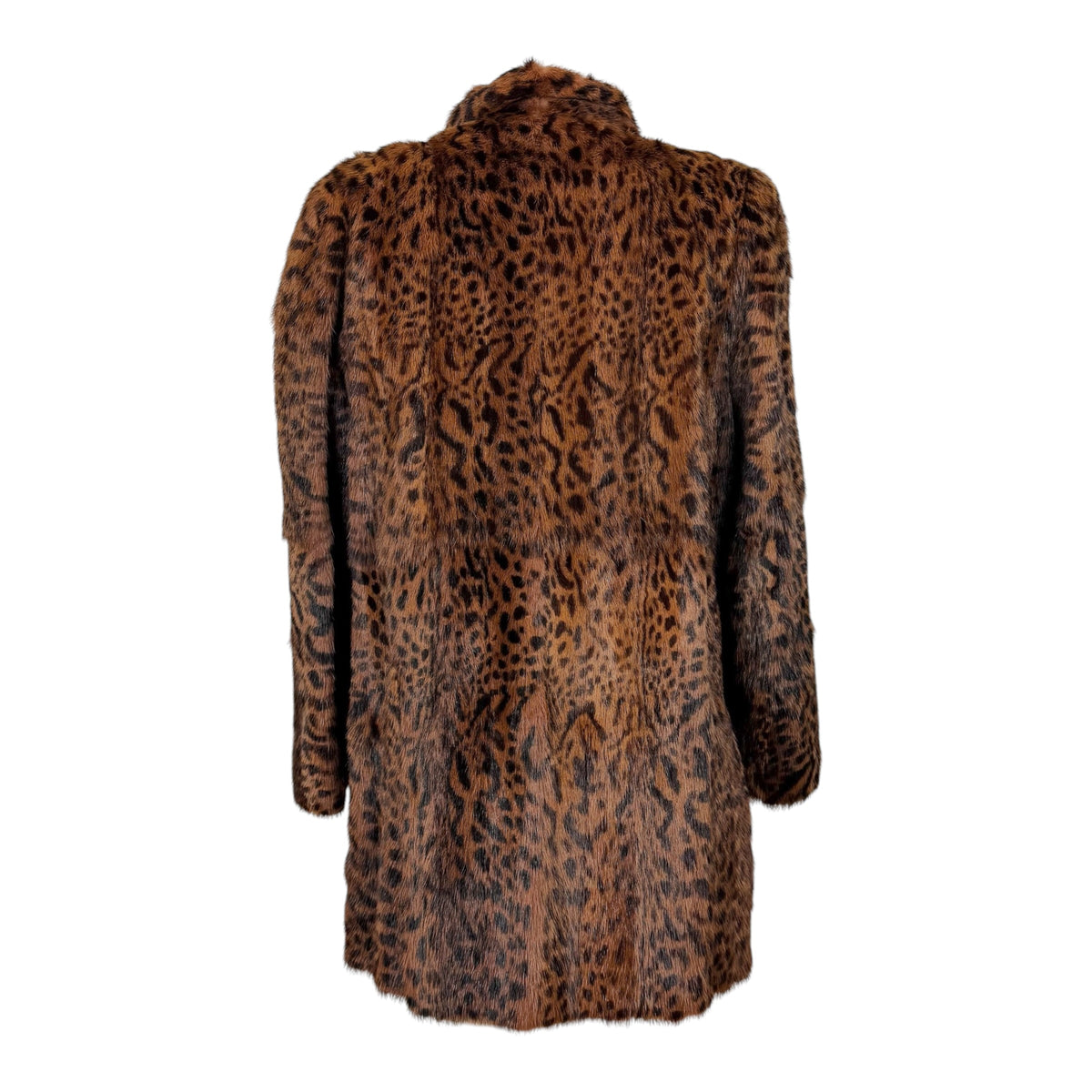 Emba Leopard Print Weasel Fur Coat 1990s Vintage XS