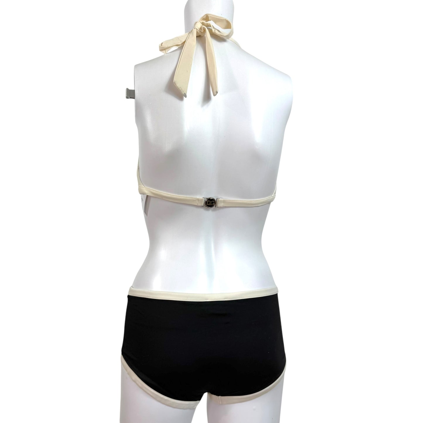 D&G Dolce & Gabbana Black & White Boyshort & Triangle Bikini Set