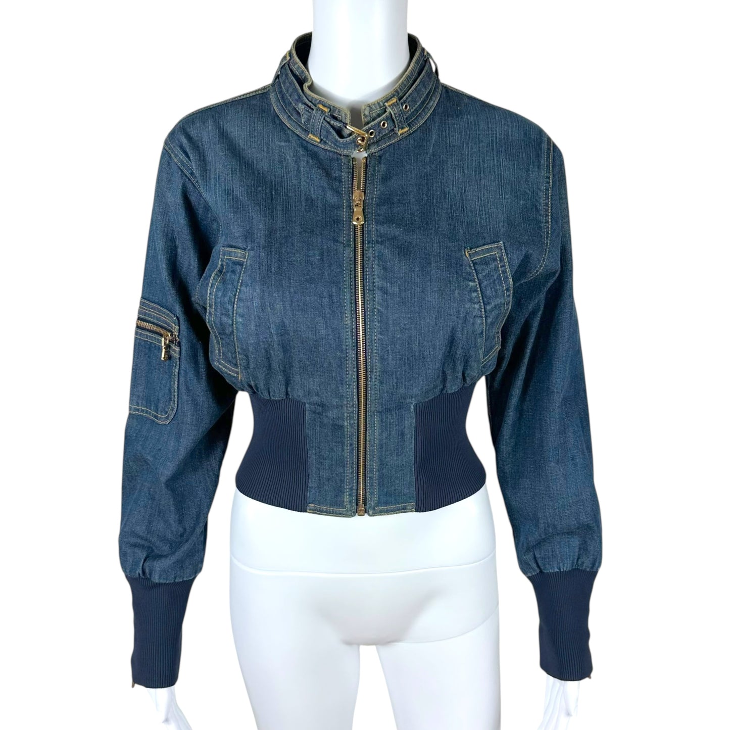 Dolce & Gabbana Cropped Denim Bomber Jacket