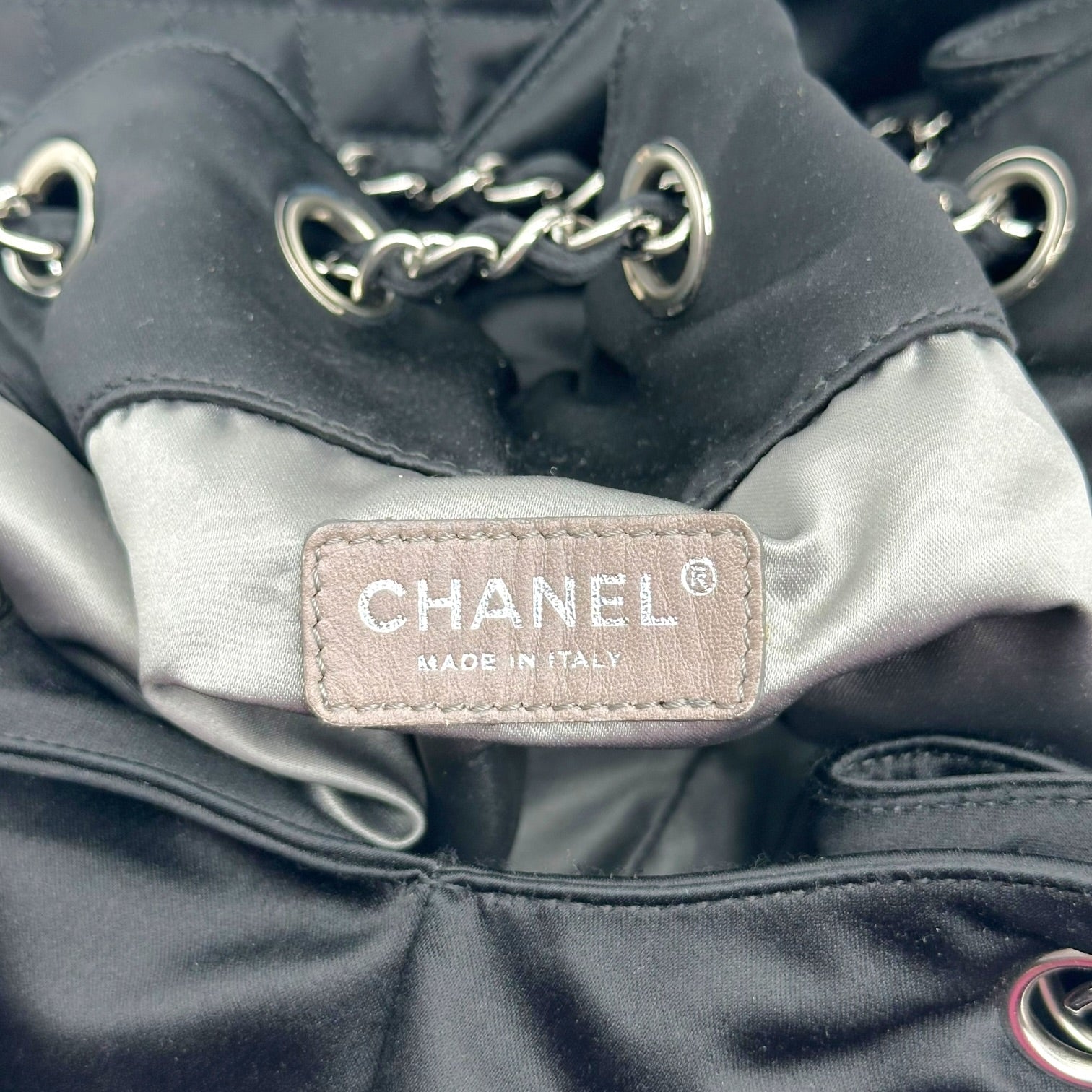 Chanel Black Satin Melrose Cabas Tote Bag
