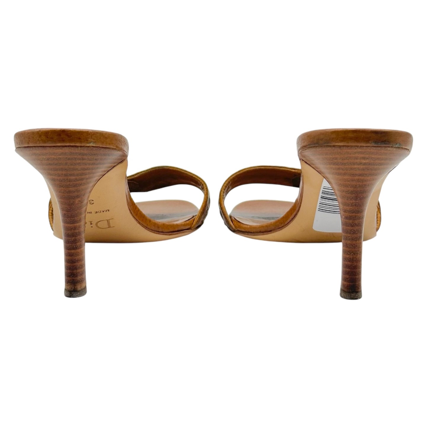 Christian Dior Tan Leather Heeled Mule Sandals