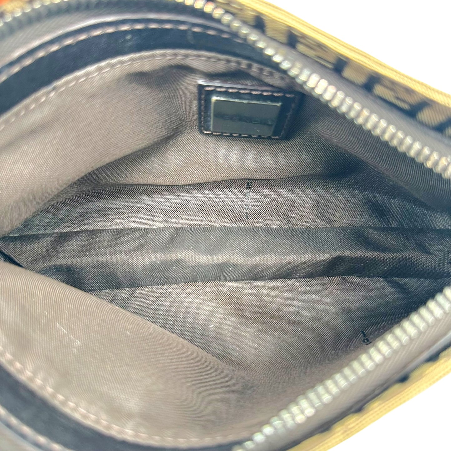 Fendi Tan & Brown Zucchino Monogram Shoulder Pochette Bag