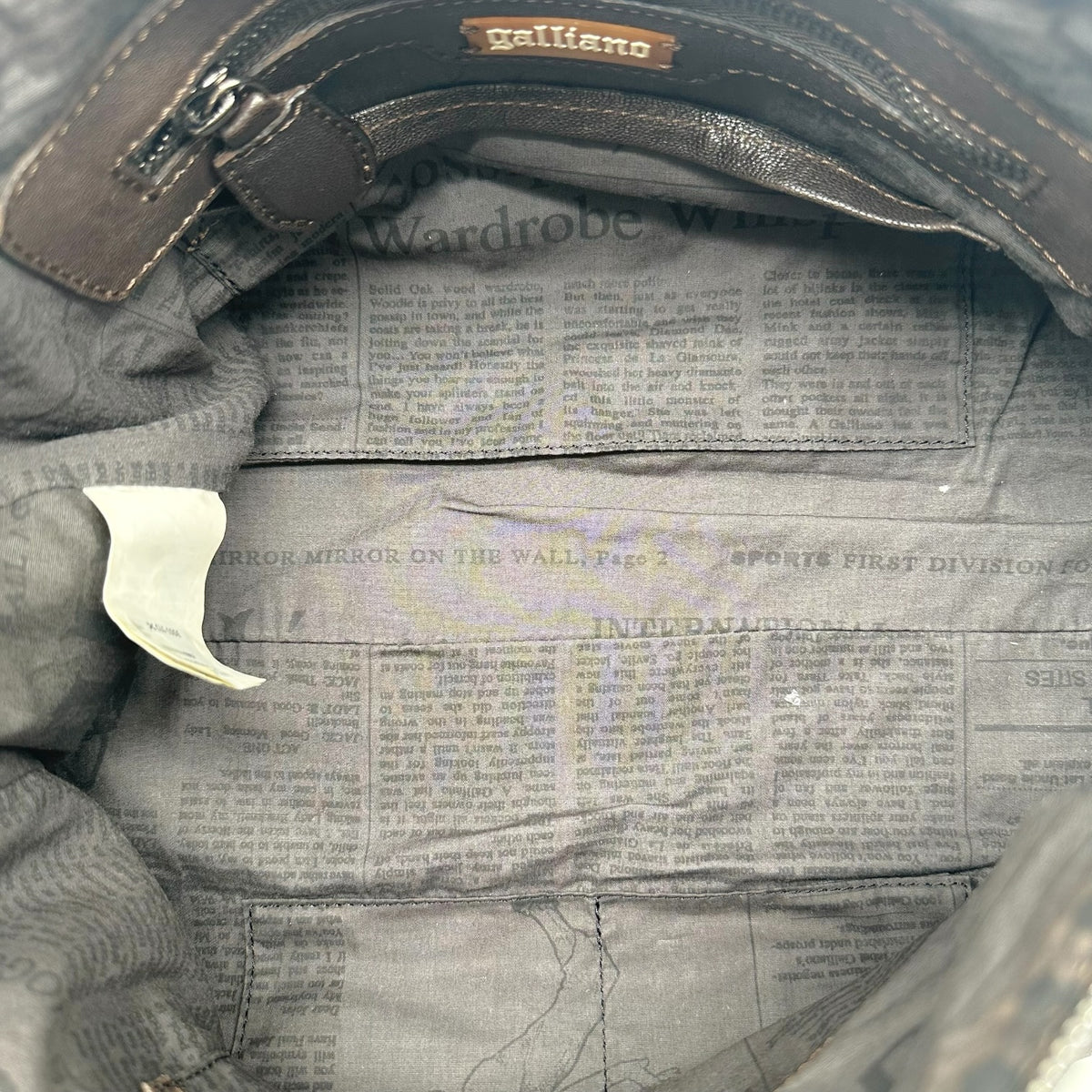 Galliano Brown & Silver Studded Logo Shoulder Bag