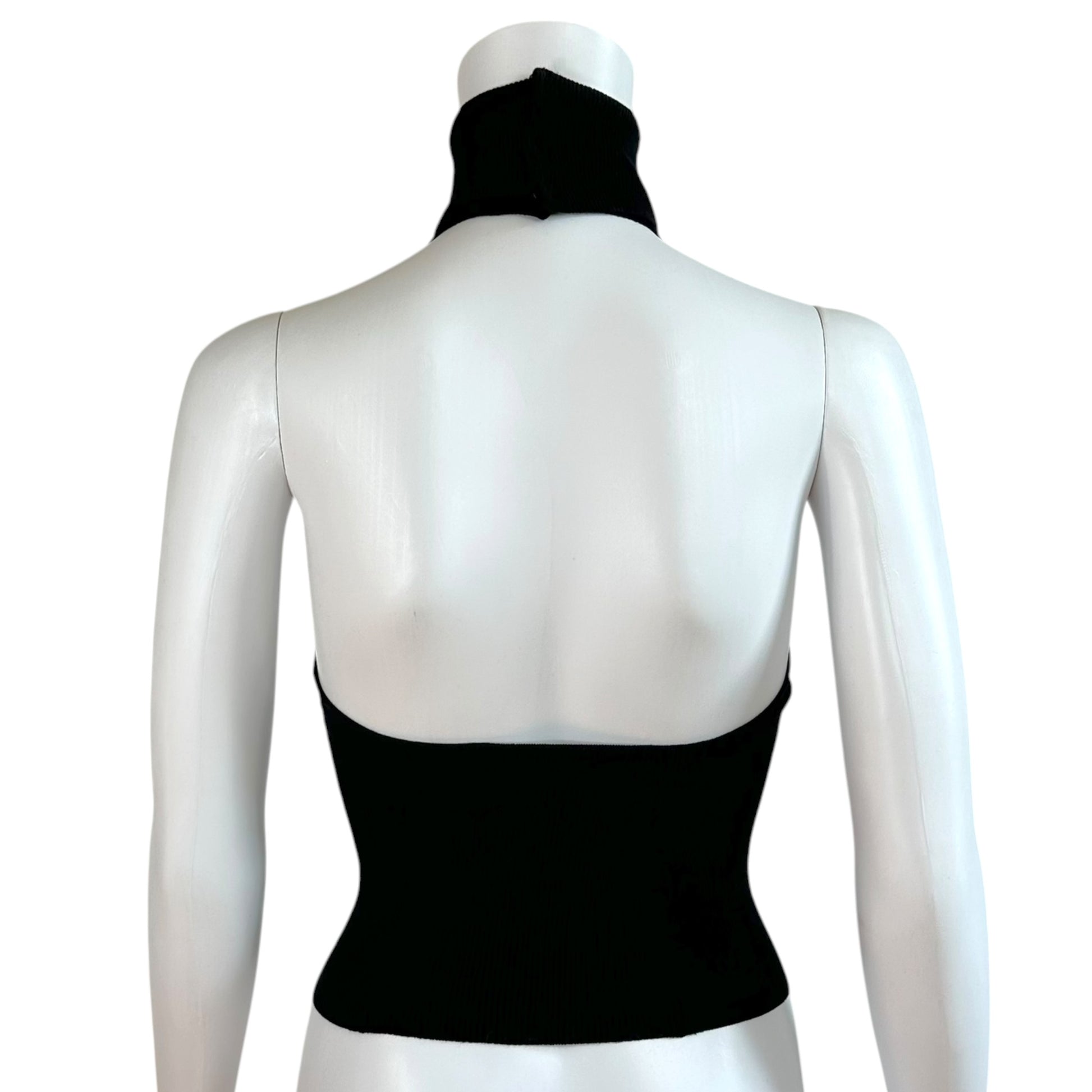 Dolce & Gabbana Black Knit Sleeveless Backless Turtleneck Top