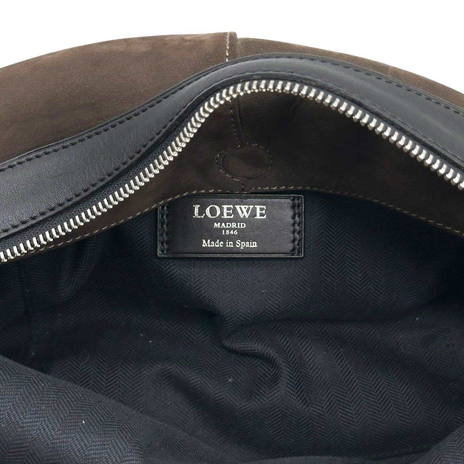 Loewe Brown Suede & Black Leather Slouchy Shoulder Bag - Outfit Repeater