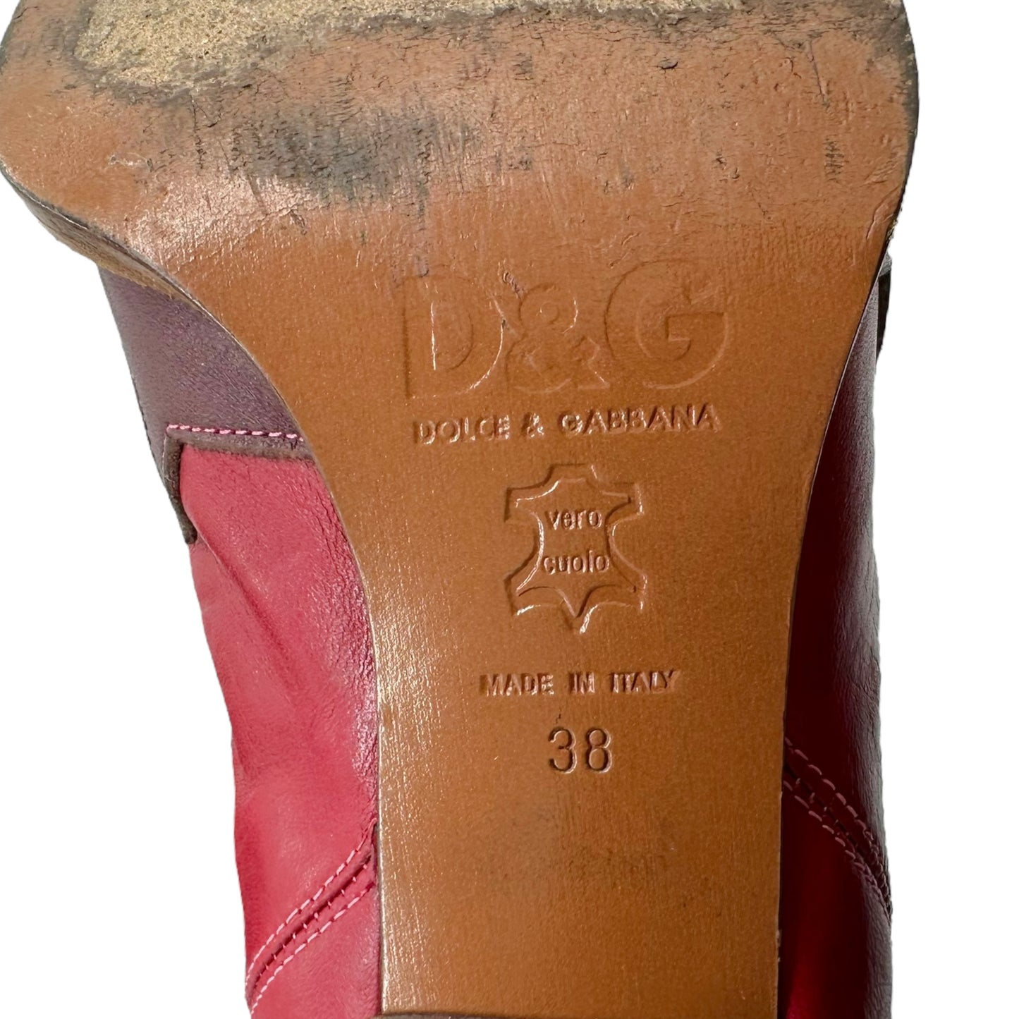 D&G Dolce & Gabbana Red Leather Cowboy Boots