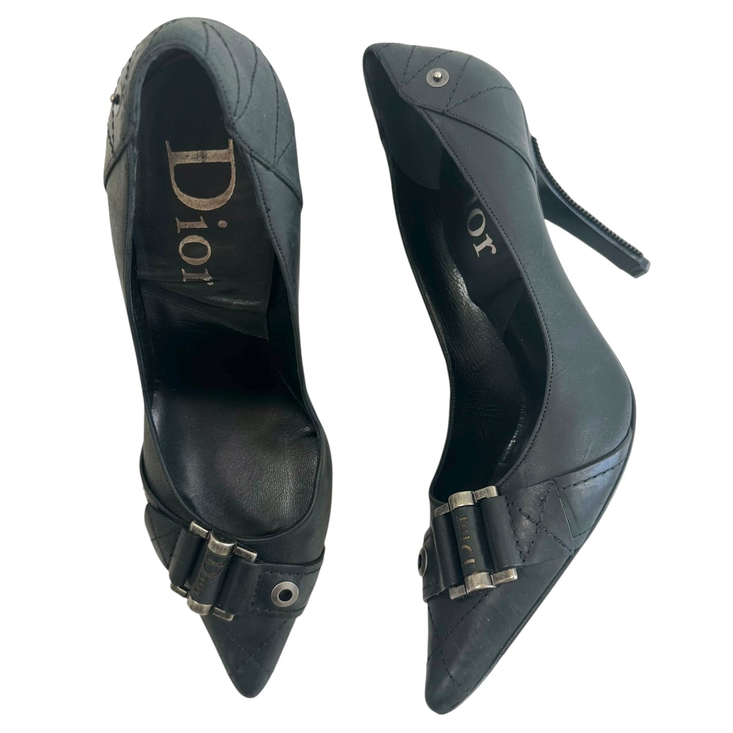 Dior Flight Black Leather Pointed Toe Heels