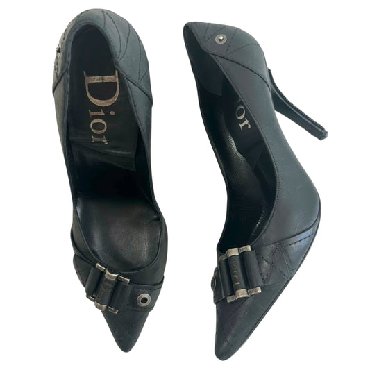 Dior Flight Black Leather Pointed Toe Heels